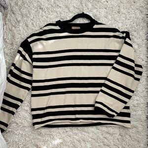 H&M Black and Cream Striped Sweater